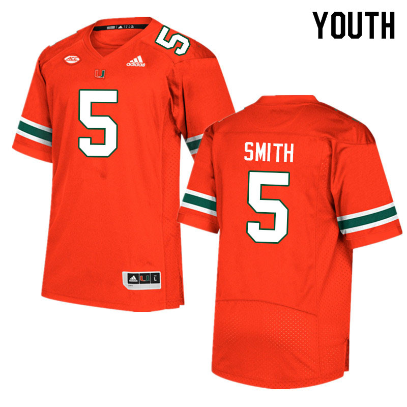 Youth #5 Keyshawn Smith Miami Hurricanes College Football Jerseys Sale-Orange